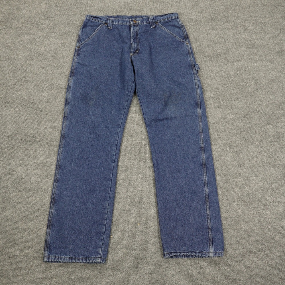 Wrangler‎ Jeans Mens 34x34 Blue Fleece Lined Carpenter Straight Leg Workwear